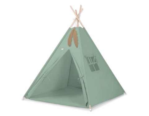 Namiot TIPI dla dzieci +mata + zawieszki pióra - szałwia Namiot TIPI dla dzieci +mata + zawieszki pióra - szałwia