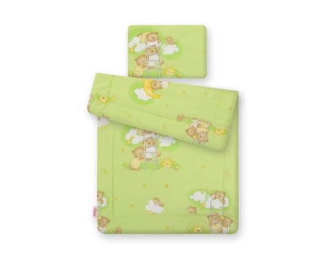 Komplet pościeli dla niemowląt z wypełnieniem 2-cz 75x100cm NEWBORN - Misie w chmurkach zielone Komplet pościeli dla niemowląt z wypełnieniem 2-cz 75x100cm NEWBORN - Misie w chmurkach zielone