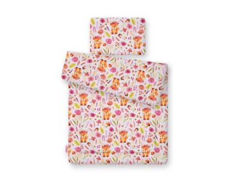 Komplet pościeli dla niemowląt z wypełnieniem 2-cz 75x100cm NEWBORN - lisek w wianku Komplet pościeli dla niemowląt z wypełnieniem 2-cz 75x100cm NEWBORN - lisek w wianku