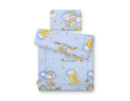 Komplet pościeli dla niemowląt z wypełnieniem 2-cz 75x100cm NEWBORN - misie w chmurkach niebieskie