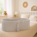 Kosz Mojżesza BOHO Handmade ze stojakiem - jasny szary