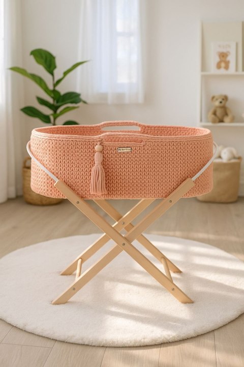 Kosz Mojżesza BOHO Handmade ze stojakiem - łososiowy Kosz Mojżesza BOHO Handmade ze stojakiem - łososiowy