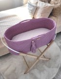 Kosz Mojżesza BOHO bawełniany Handmade z materacykiem - lawendowy