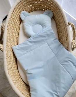 Pościel dla niemowląt z wypełnieniem kołderka i poduszka profilowana Miś - zestaw 2cz. - niebieski