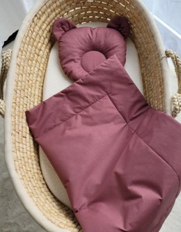 Pościel dla niemowląt z wypełnieniem kołderka i poduszka profilowana Miś - zestaw 2cz. - róż retro