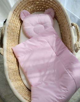 Pościel dla niemowląt z wypełnieniem kołderka i poduszka profilowana Miś - zestaw 2cz. - różowy