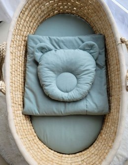 Pościel dla niemowląt z wypełnieniem kołderka i poduszka profilowana Miś - zestaw 2cz. - szałwia