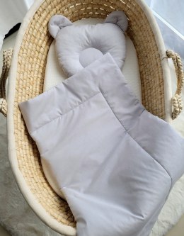 Pościel dla niemowląt z wypełnieniem kołderka i poduszka profilowana Miś - zestaw 2cz. - szary