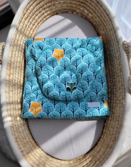 Kołderka z wypełnieniem i poduszka profilowana Miś - zestaw 2cz. - miętowy las