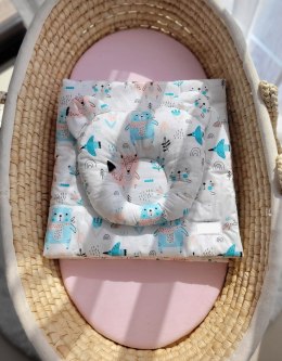 Kołderka z wypełnieniem i poduszka profilowana Miś - zestaw 2cz. - misie niebieskie