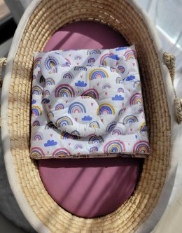 Kołderka z wypełnieniem i poduszka profilowana Miś - zestaw 2cz. - tęcza