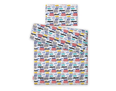 Komplet pościeli dla dzieci z wypełnieniem 135x100 cm - kolorowe autka Komplet pościeli dla dzieci z wypełnieniem 135x100 cm - kolorowe autka