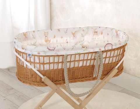 Kosz mojżesza BOHO wiklinowy z wyściółką bawełnianą - leśna delikatość Kosz mojżesza BOHO wiklinowy z wyściółką bawełnianą - leśna delikatość