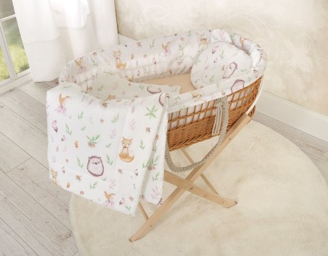 Kosz mojżesza BOHO wiklinowy z wyściółką bawełnianą - leśna delikatość Kosz mojżesza BOHO wiklinowy z wyściółką bawełnianą - leśna delikatość