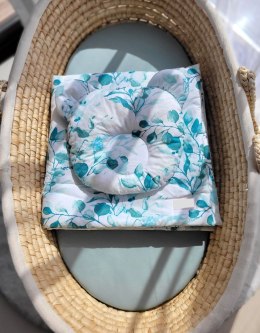 Kołderka z wypełnieniem i poduszka profilowana Miś - zestaw 2cz. - eucaliptus mint