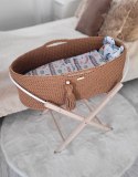 Kosz Mojżesza BOHO bawełniany Handmade z materacykiem - caramel