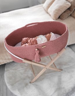 Kosz Mojżesza BOHO bawełniany Handmade z materacykiem - blush
