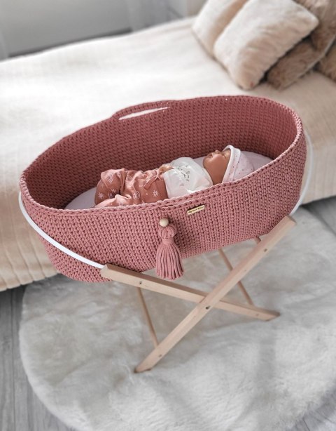 Kosz Mojżesza BOHO bawełniany Handmade z materacykiem - blush Kosz Mojżesza BOHO bawełniany Handmade z materacykiem - blush