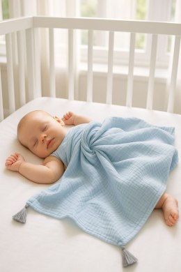 Muślinowy kocyk dla niemowląt z chwostami - blue