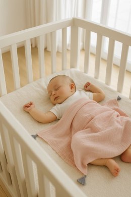 Muślinowy kocyk dla niemowląt z chwostami - pastel pink