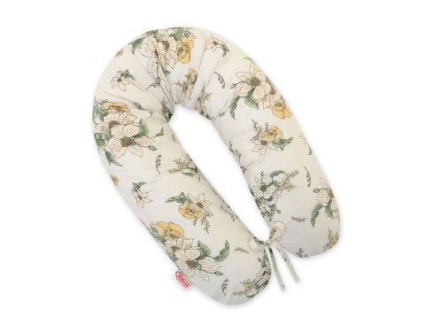 Poduszka ciążowa Longer dla kobiet w ciąży do spania + zdejmowana poszewka - Clematis on beige Poduszka ciążowa Longer dla kobiet w ciąży do spania + zdejmowana poszewka - Clematis on beige