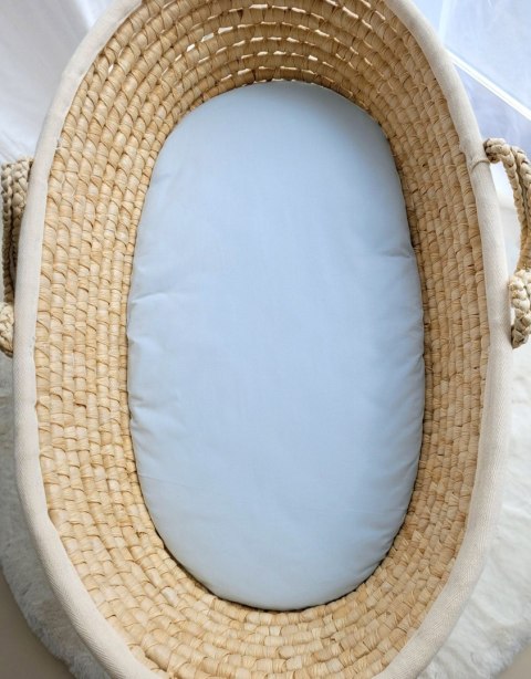 Prześcieradło bawełniane do kosza Mojżesza Boho wózka gondoli 75x35 cm - niebieskie Prześcieradło bawełniane do kosza Mojżesza Boho wózka gondoli 75x35 cm - niebieskie