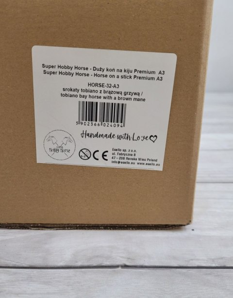 Hobby Horse Duży koń na kiju Premium - srokaty tobiano z brązową grzywą A3 Hobby Horse Duży koń na kiju Premium - srokaty tobiano z brązową grzywą A3