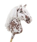 Hobby Horse Duży koń na kiju Premium - tarantowaty biało-brązowy z białą grzywą A3
