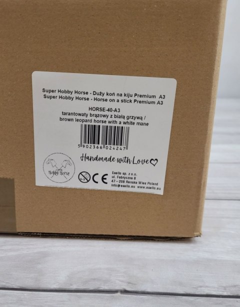 Hobby Horse Duży koń na kiju Premium - tarantowaty biało-brązowy z białą grzywą A3 Hobby Horse Duży koń na kiju Premium - tarantowaty biało-brązowy z białą grzywą A3