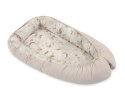 Kokon niemowlęcy dwustronny kojec otulacz Premium BOBONO- Peonies beige/ kamienna szarość