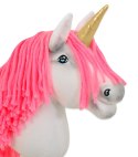Hobby Horse Jednorożec na kiju mały biały, grzywa neonowy róż i złoty róg