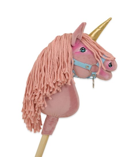 Hobby Horse Jednorożec na kiju mały brudny róż z różową grzywą i złotym rogiem Hobby Horse Jednorożec na kiju mały brudny róż z różową grzywą i złotym rogiem