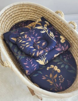 Kołderka z wypełnieniem i poduszka profilowana Miś - zestaw 2cz. - Floristic granatowy