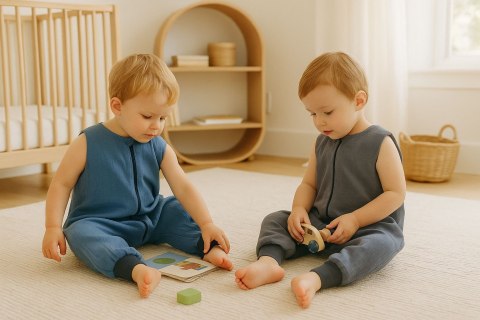 Muślinowy śpiworek dla dzieci z nogawkami L 9-24 mcy letni TOG 1.0 - brudny niebieski Muślinowy śpiworek dla dzieci z nogawkami L 9-24 mcy letni TOG 1.0 - brudny niebieski