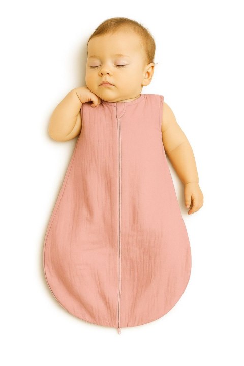 Muślinowy śpiworek dla dzieci zaokrąglony M 6-12 mcy letni TOG 1.0 - pastel pink Muślinowy śpiworek dla dzieci zaokrąglony M 6-12 mcy letni TOG 1.0 - pastel pink