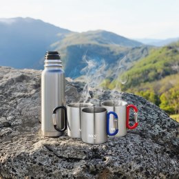 NC17110 KUBEK KEMPINGOWY Z KARABIŃCZYKIEM 330 ML STAL NIERDZEWNA CZERWONY NILS CAMP