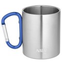 NC17110 KUBEK KEMPINGOWY Z KARABIŃCZYKIEM 330 ML STAL NIERDZEWNA NIEBIESKI NILS CAMP