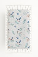 Prześcieradło bawełniane z gumką do łóżeczka 120x60 cm - blue birds