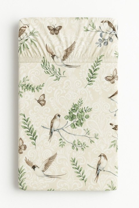 Prześcieradło bawełniane z gumką do łóżeczka 120x60 cm - brown birds Prześcieradło bawełniane z gumką do łóżeczka 120x60 cm - brown birds