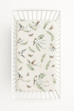 Prześcieradło bawełniane z gumką do łóżeczka 120x60 cm - brown birds