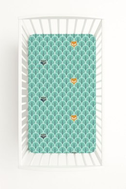 Prześcieradło bawełniane z gumką do łóżeczka 120x60 cm - miętowy las