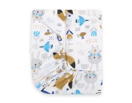 Prześcieradło bawełniane z gumką do łóżeczka 120x60 cm - misie granatowe