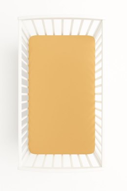 Prześcieradło bawełniane z gumką do łóżeczka 120x60 cm - musztardowe
