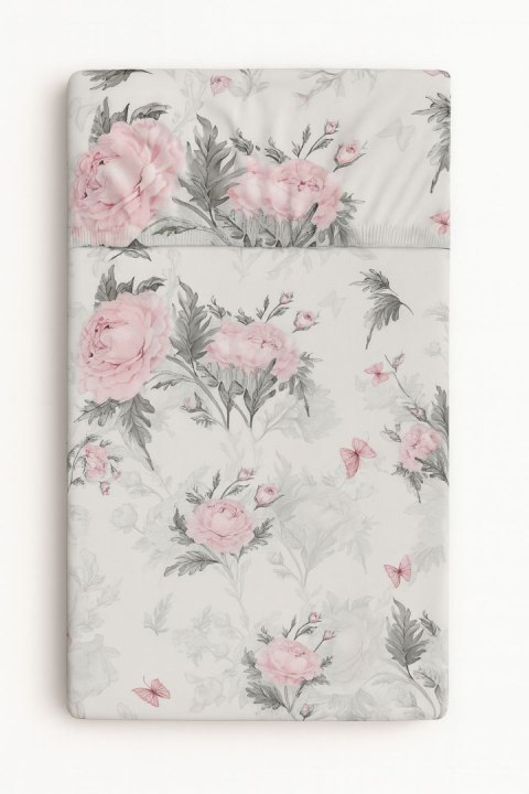 Prześcieradło bawełniane z gumką do łóżeczka 120x60 cm - romantic peonies Prześcieradło bawełniane z gumką do łóżeczka 120x60 cm - romantic peonies