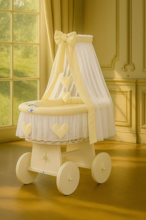 Kosz Mojżesza z baldachimem- Amelie kremowy