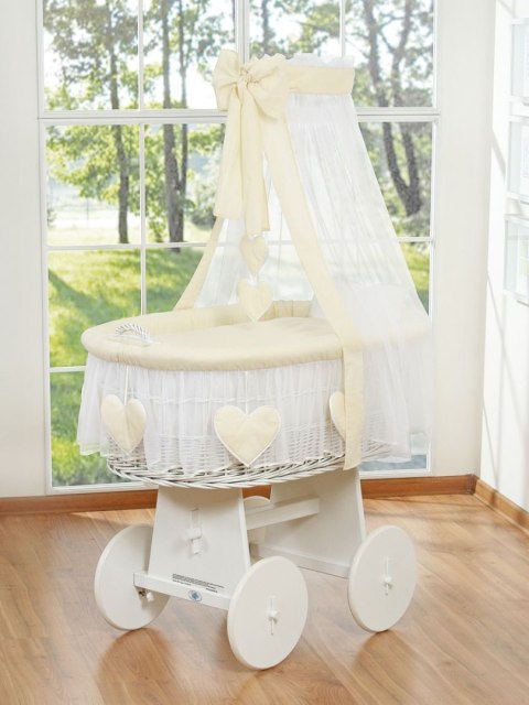 Kosz Mojżesza z baldachimem- Amelie kremowy