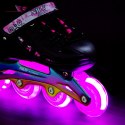 NH10905 4w1 ŁYŻWOROLKI LED RÓŻOWE Z WYM. PŁOZĄ HOKEJOWĄ RAINBOW ROZM. S(31-34) NILS EXTREME