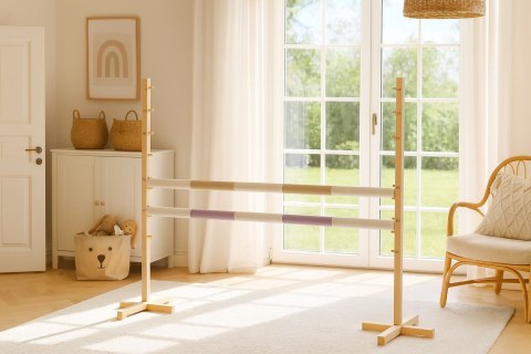 Przeszkoda skokowa do Hobby Horse 120cm, dwie belki - beżowa i jasny fiolet