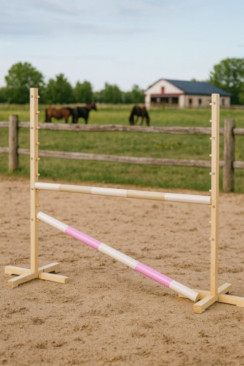 Przeszkoda skokowa do Hobby Horse 120cm, dwie belki - beżowa i jasny róż