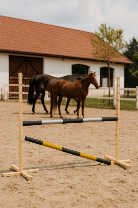 Przeszkoda skokowa do Hobby Horse 120cm, dwie belki - czarno-srebrna i czarno-złota